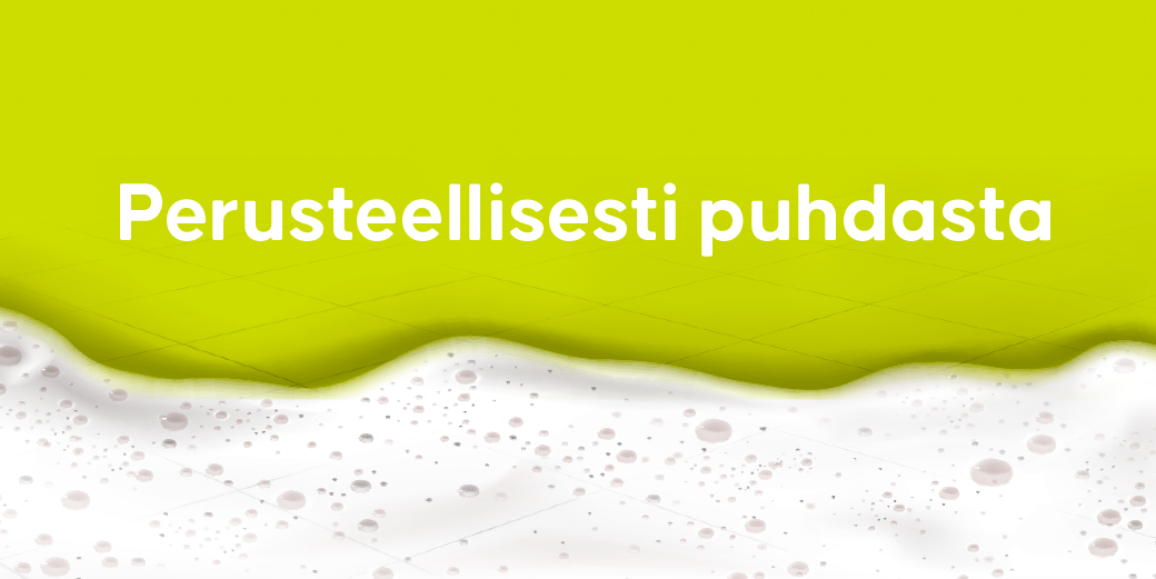 Vihreä tausta sanoilla Perusteellisesti puhdasta